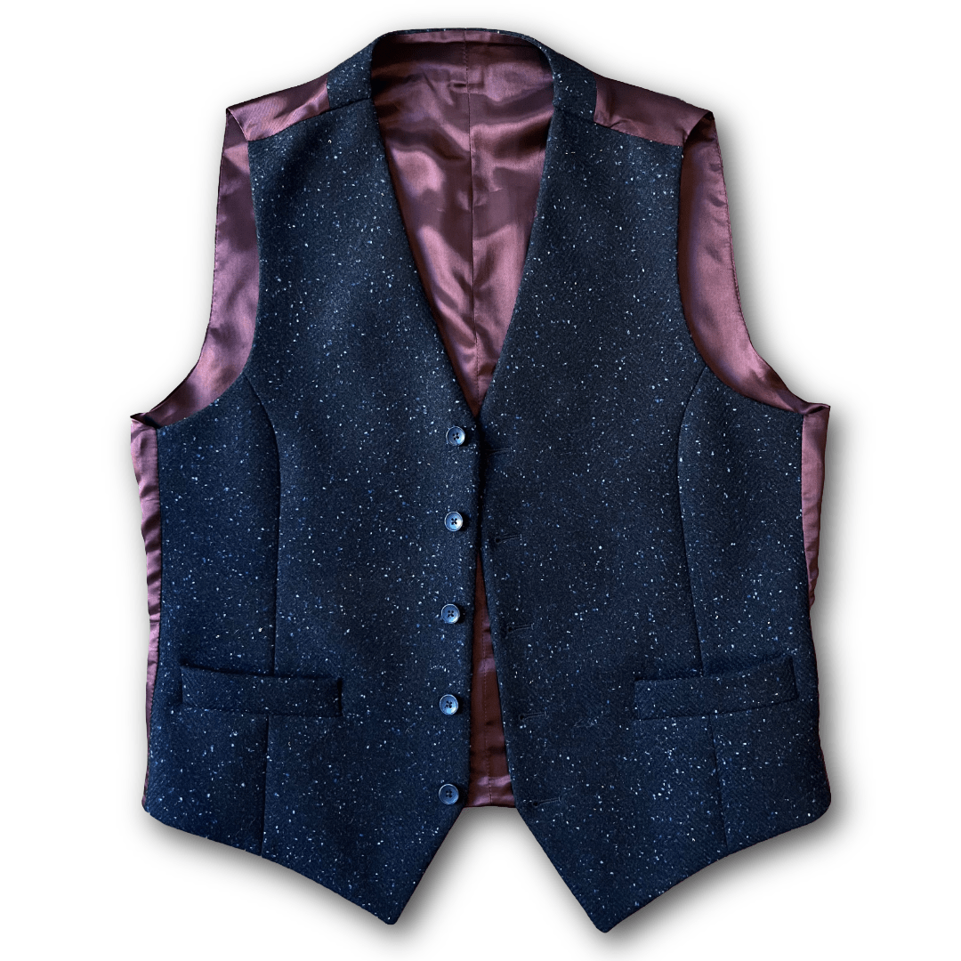 Regent - Thistle Waistcoat – Navy Fleck Tweed - Regent Tailoring Salisbury