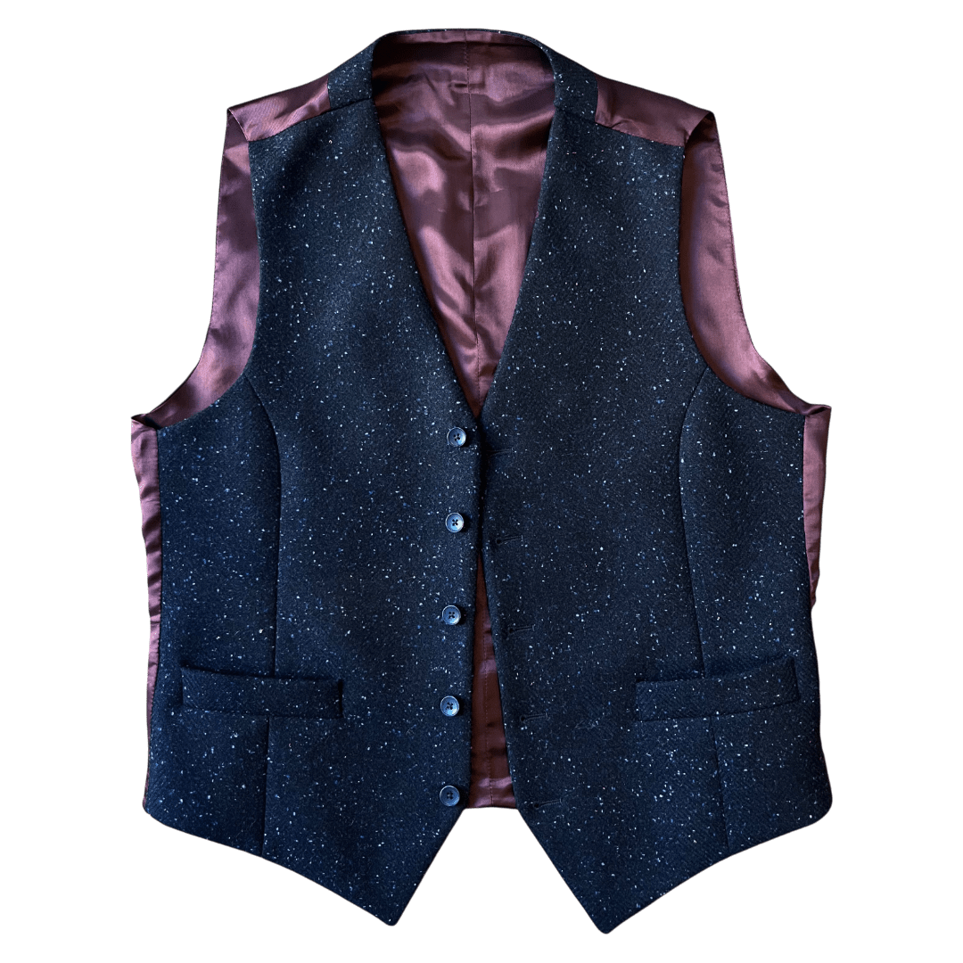 Regent - Thistle Waistcoat – Navy Fleck Tweed - Regent Tailoring Salisbury