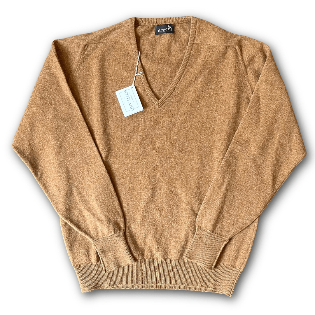 Regent - V Neck Jumper - Geelong Wool - Savannah - Regent Tailoring Salisbury