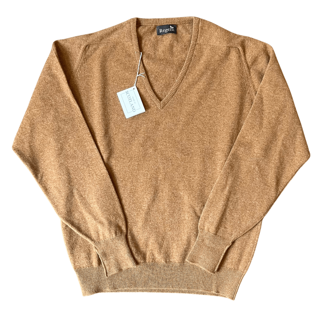 Regent - V Neck Jumper - Geelong Wool - Savannah - Regent Tailoring Salisbury