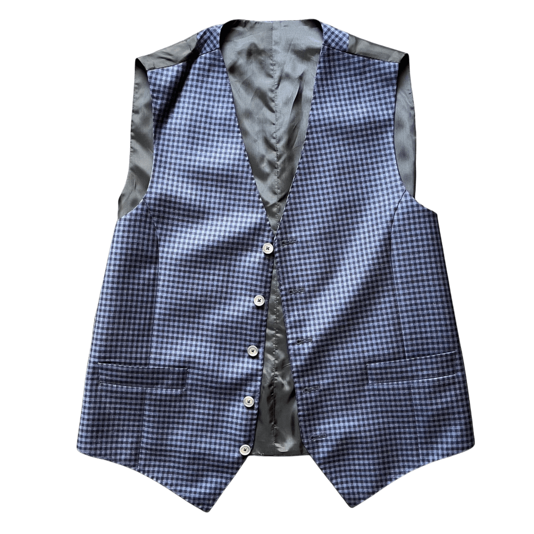 Regent - Waistcoat - Lamond - Blue Small Check - Regent Tailoring Salisbury
