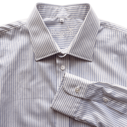 Regent - 'Wolf' - Twill Shirt - Blue/White Stripe - Regent Tailoring Salisbury