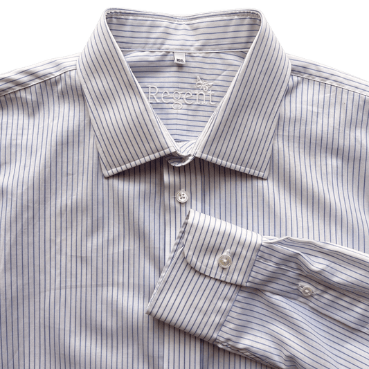 Regent - 'Wolf' - Twill Shirt - Blue/White Stripe - Regent Tailoring Salisbury