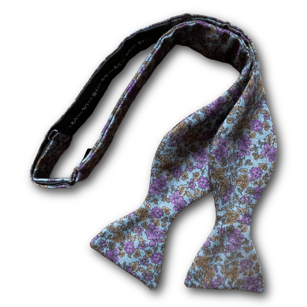 Regent - Wool Bow Tie - Floral - Blue/Purple/Bronze - Regent TailoringRegent