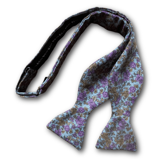 Regent - Wool Bow Tie - Floral - Blue/Purple/Bronze - Regent TailoringRegent