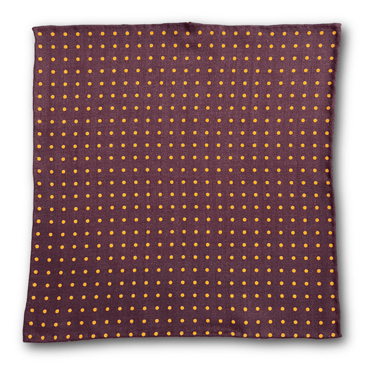 Regent - Wool Pocket Square - Burgundy/Orange Spot - Regent Tailoring Salisbury