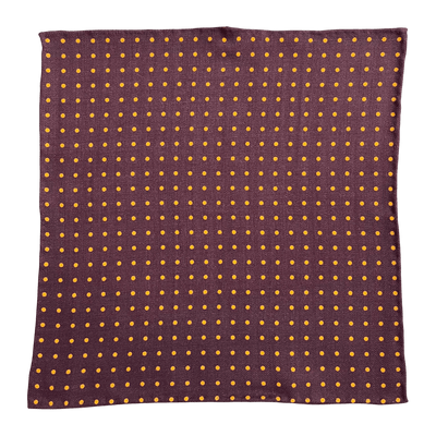Regent - Wool Pocket Square - Burgundy/Orange Spot