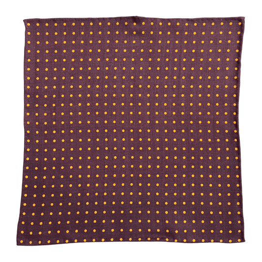 Regent - Wool Pocket Square - Burgundy/Orange Spot - Regent Tailoring Salisbury
