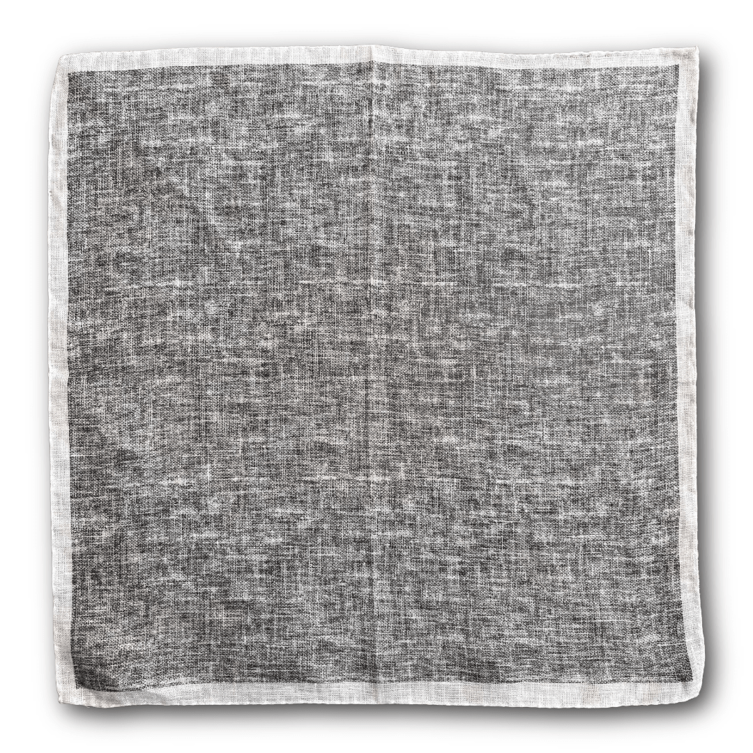Regent - Wool Pocket Square - Grey/White Trim - Regent TailoringRegent