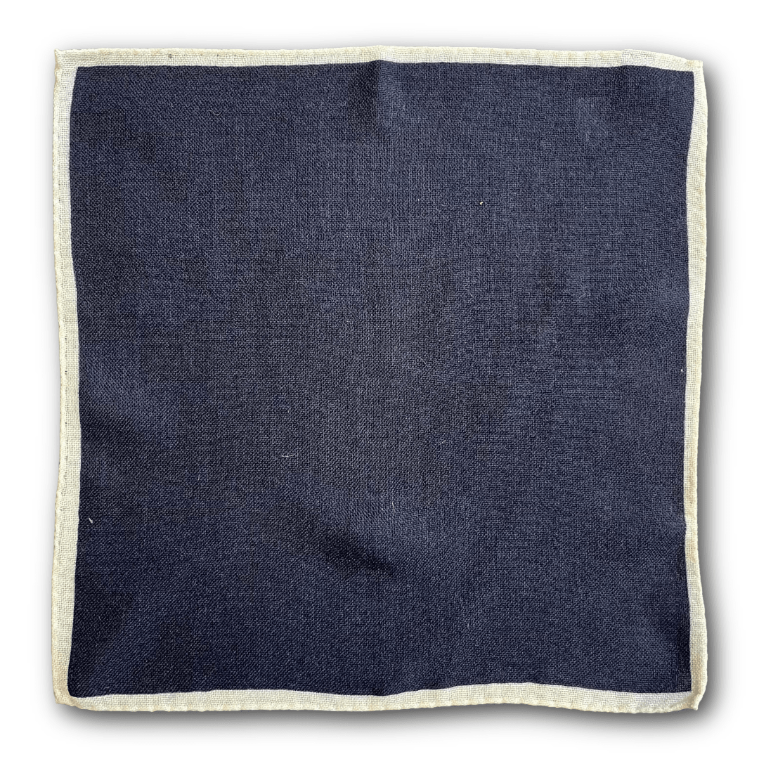 Regent - Wool Pocket Square - Navy with White Edging - Regent TailoringRegent