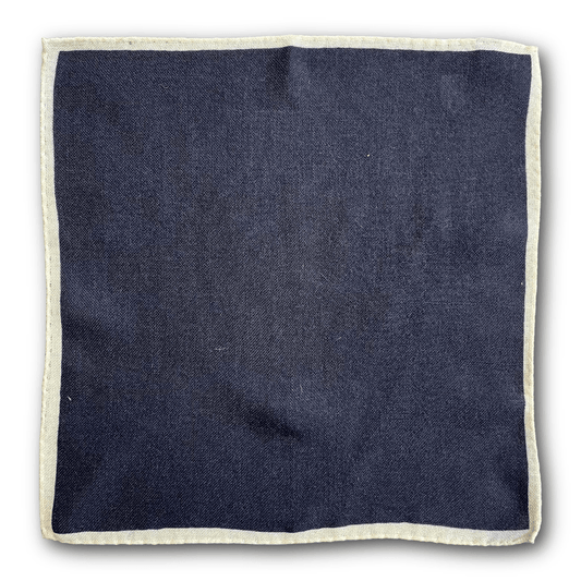 Regent - Wool Pocket Square - Navy with White Edging - Regent TailoringRegent