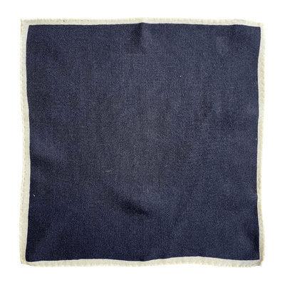 Regent - Wool Pocket Square - Navy with White Edging