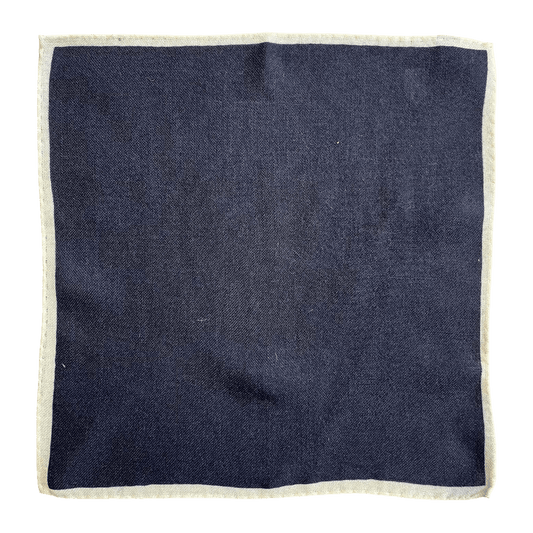 Regent - Wool Pocket Square - Navy with White Edging - Regent Tailoring Salisbury