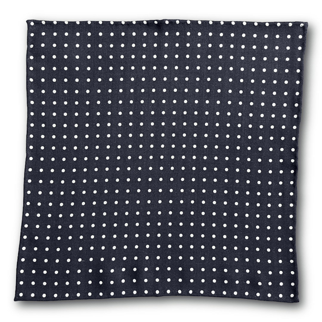 Regent - Wool Pocket Square - Navy/White Spot - Regent Tailoring Salisbury