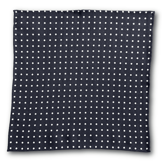 Regent - Wool Pocket Square - Navy/White Spot - Regent Tailoring Salisbury