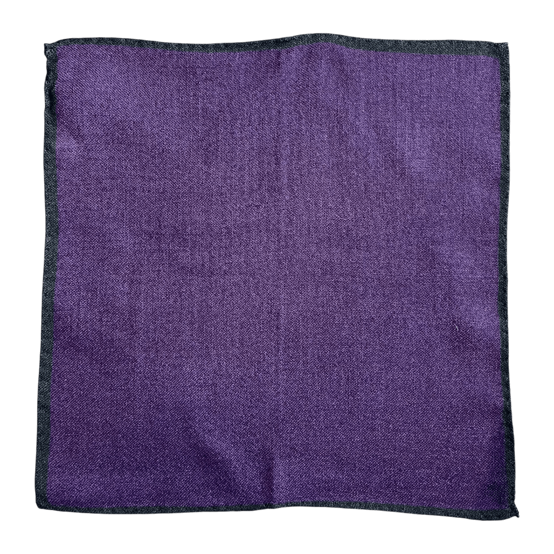 Regent - Wool Pocket Square - Purple/Green Trim - Regent Tailoring Salisbury