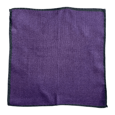 Regent - Wool Pocket Square - Purple/Green Trim