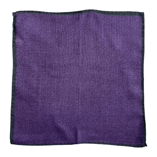Regent - Wool Pocket Square - Purple/Green Trim - Regent Tailoring Salisbury