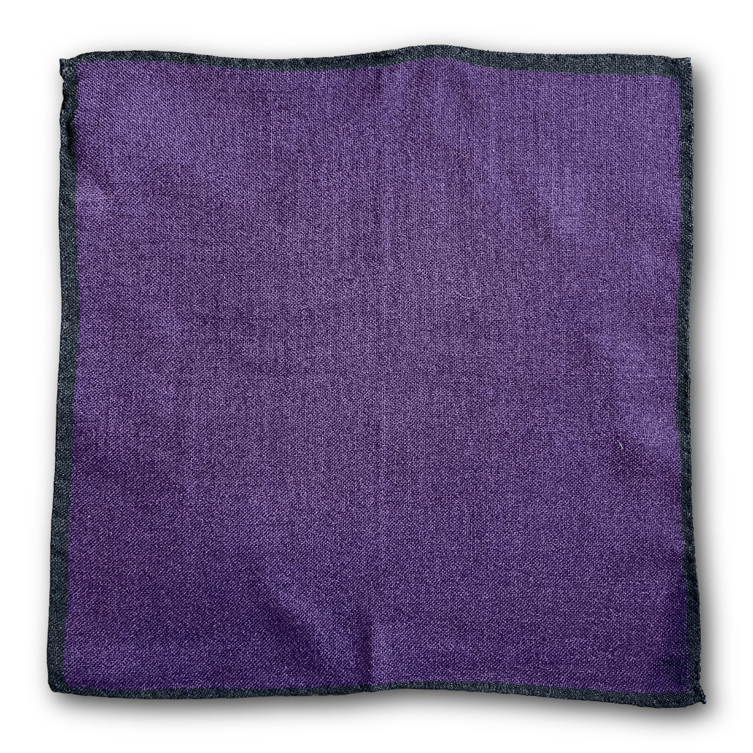 Regent - Wool Pocket Square - Purple/Green Trim - Regent TailoringRegent