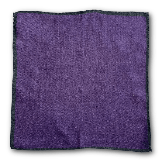 Regent - Wool Pocket Square - Purple/Green Trim - Regent TailoringRegent