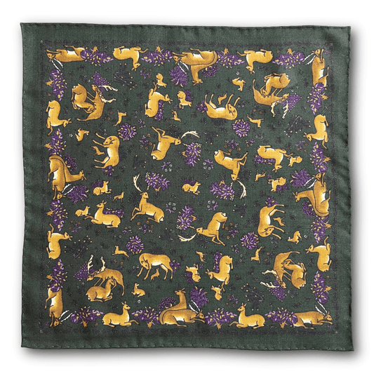Regent - Wool/Silk Pocket Square - Green Deer - Regent Tailoring Salisbury