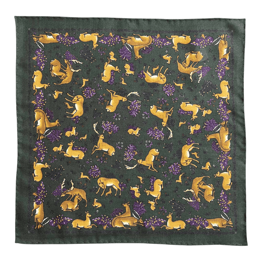 Regent - Wool/Silk Pocket Square - Green Deer - Regent Tailoring Salisbury
