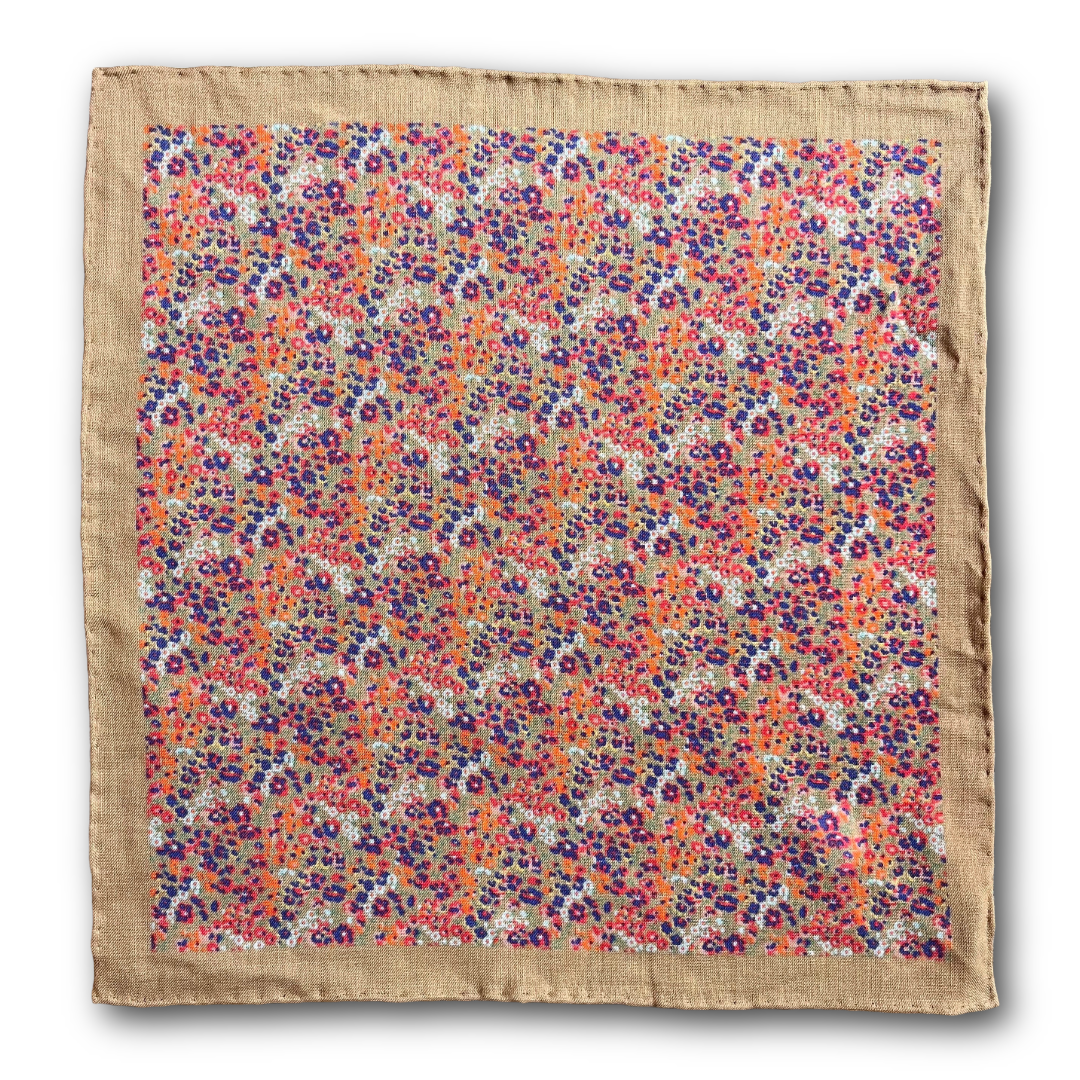 Regent - Wool/Silk Pocket Square - Pink/Blue Floral - Regent Tailoring Salisbury