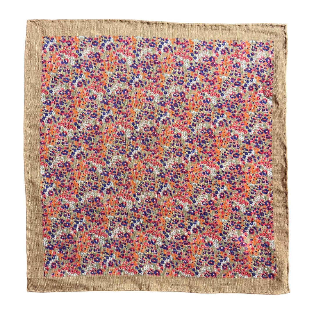Regent - Wool/Silk Pocket Square - Pink/Blue Floral - Regent Tailoring Salisbury