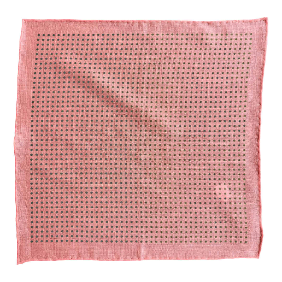 Regent - Wool/Silk Pocket Square - Pink/Green Spot - Regent Tailoring Salisbury