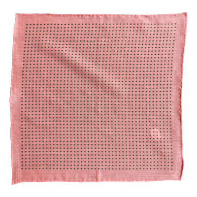 Regent - Wool/Silk Pocket Square - Pink/Green Spot