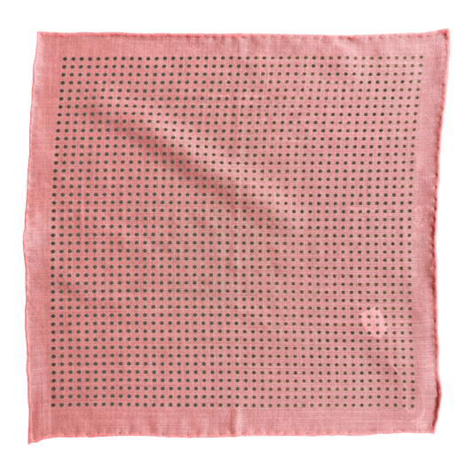 Regent - Wool/Silk Pocket Square - Pink/Green Spot - Regent Tailoring Salisbury