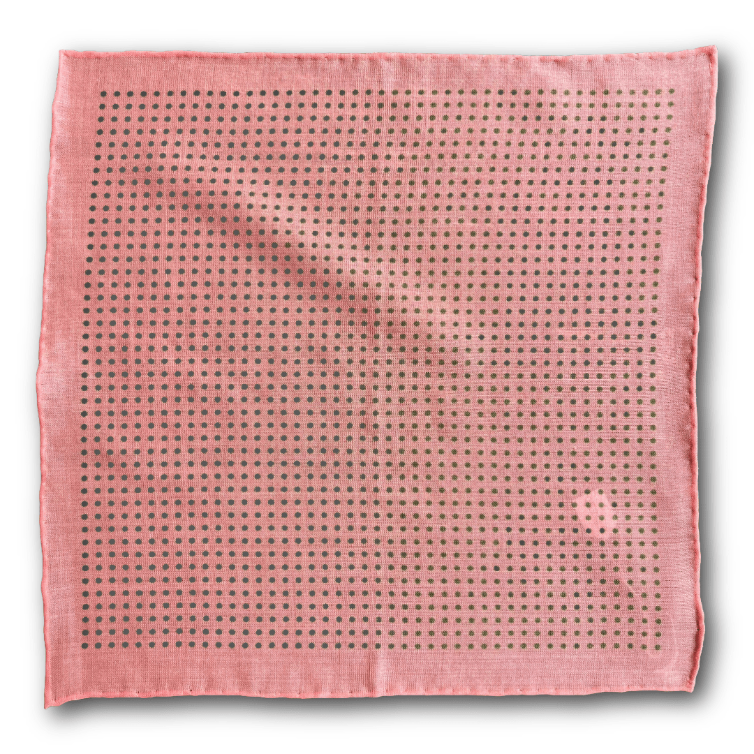 Regent - Wool/Silk Pocket Square - Pink/Green Spot - Regent Tailoring Salisbury