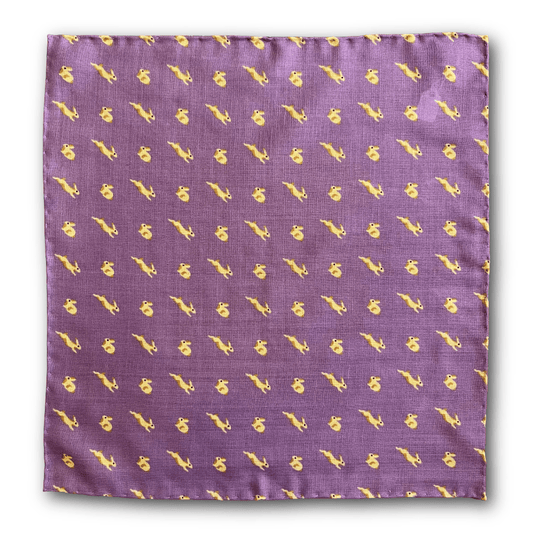 Regent - Wool/Silk Pocket Square - Purple Rabbits - Regent Tailoring Salisbury