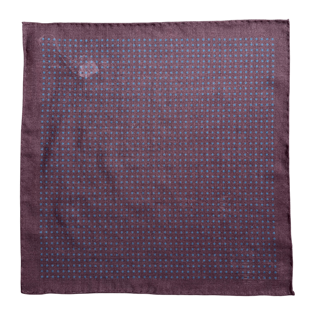 Regent - Wool/Silk Pocket Square - Wine/Blue Spot - Regent Tailoring Salisbury