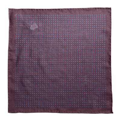 Regent - Wool/Silk Pocket Square - Wine/Blue Spot