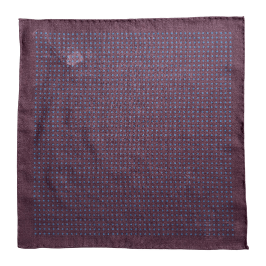 Regent - Wool/Silk Pocket Square - Wine/Blue Spot - Regent Tailoring Salisbury