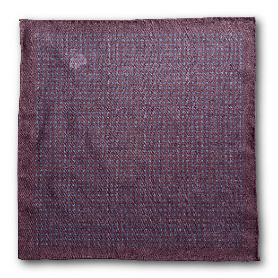 Regent - Wool/Silk Pocket Square - Wine/Blue Spot - Regent Tailoring Salisbury