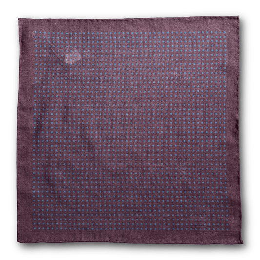 Regent - Wool/Silk Pocket Square - Wine/Blue Spot - Regent Tailoring Salisbury