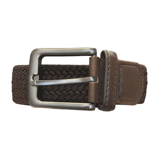 Regent - Woven Elastic belt - Dark Leather - Brown - Regent Tailoring Salisbury