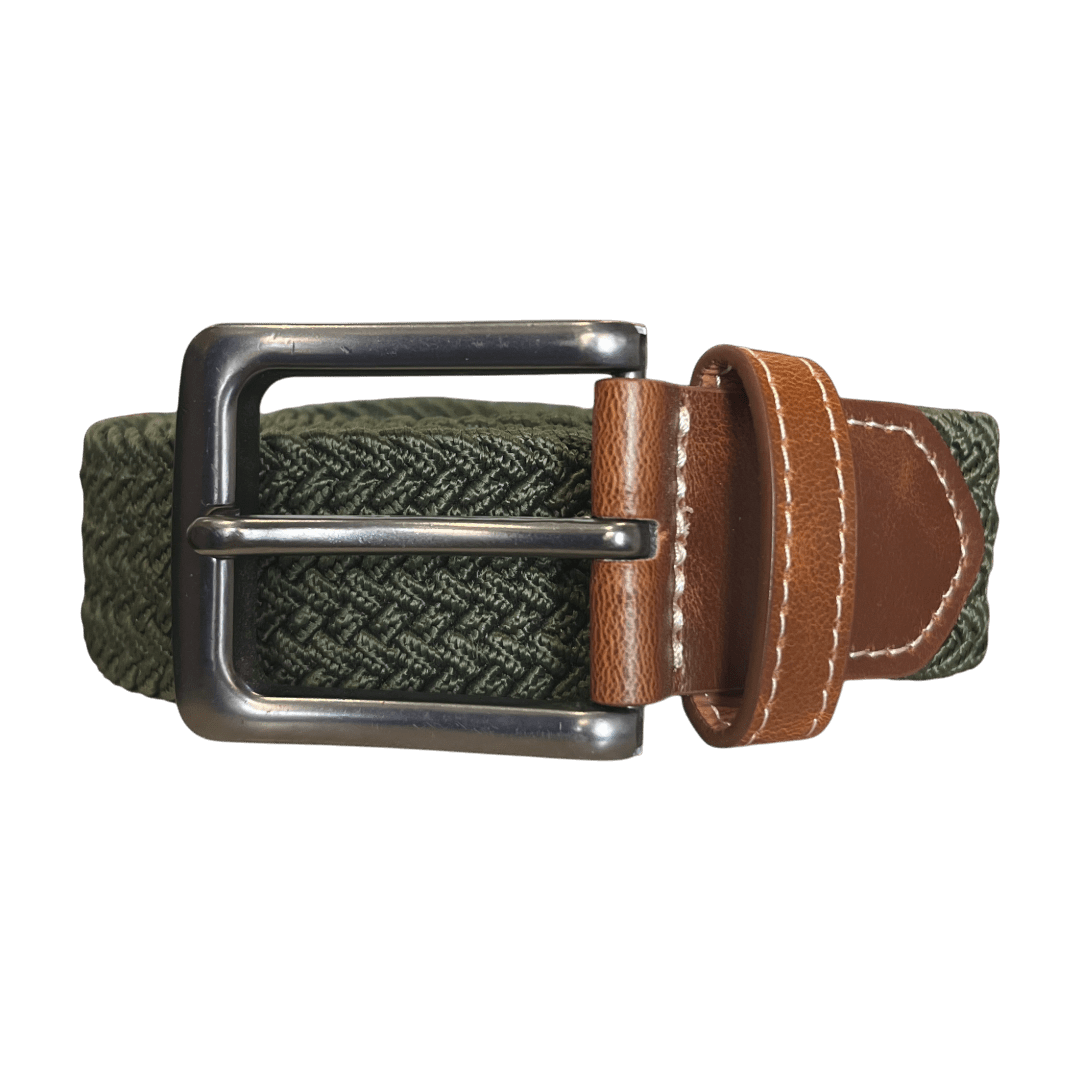 Regent - Woven Elastic Belt - Moss Green - Regent Tailoring Salisbury
