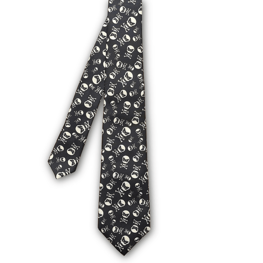 Regent - Woven Silk Tie - Black with Printed Regent Motif - Regent Tailoring Salisbury