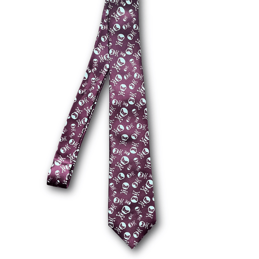 Regent - Woven Silk Tie - Burgundy with Printed Regent Motif - Regent Tailoring Salisbury