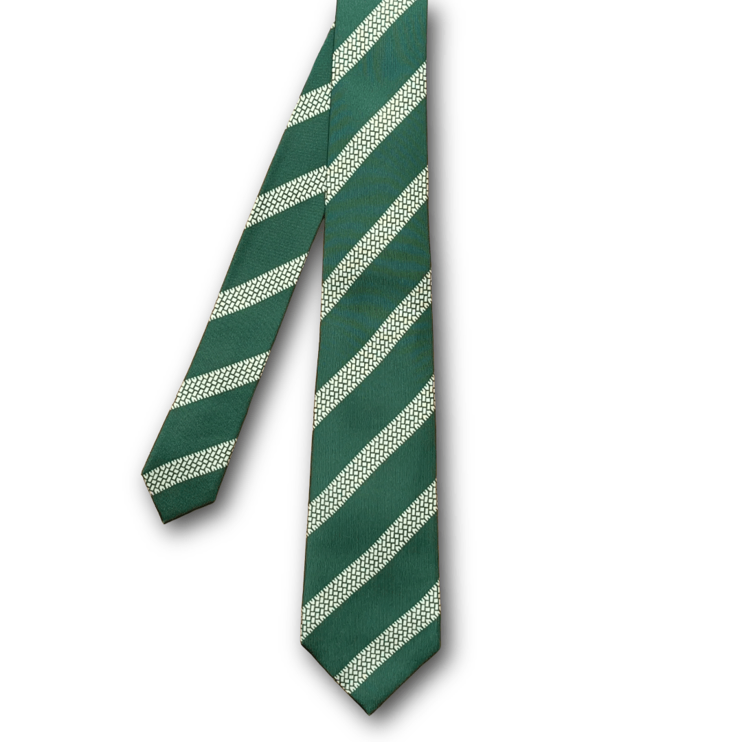 Regent - Woven Silk Tie - Forest Green with Printed Motorbike Tread - Regent TailoringRegent