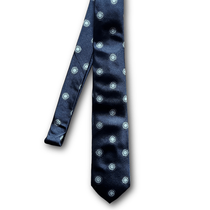 Regent - Woven Silk Tie - Navy with Bike Wheels - Regent Tailoring Salisbury