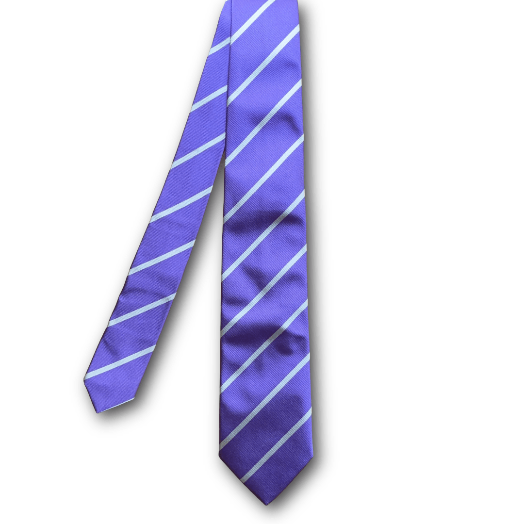 Regent - Woven Silk Tie - Purple with Silver Stripe - Regent TailoringRegent