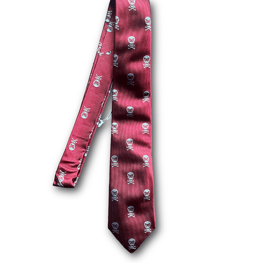 Regent - Woven Silk Tie - Red Skull & Crossbones - Regent Tailoring Salisbury