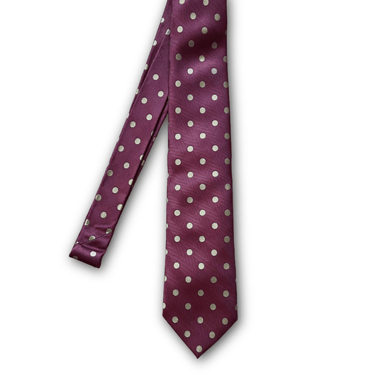 Regent - Woven Silk Tie - Red with Deep Gold Spots - Regent Tailoring Salisbury