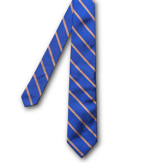 Regent - Woven Silk Tie - Royal Blue with Salmon Stripe - Regent Tailoring Salisbury