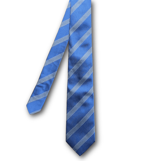 Regent - Woven Silk Tie - Sky Blue with Tyre Track Stripe - Regent Tailoring Salisbury