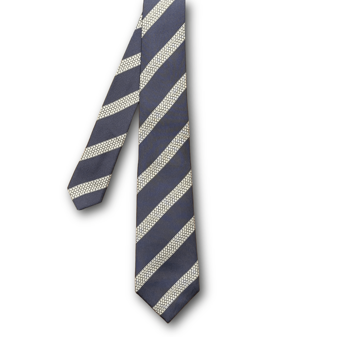 Regent - Woven Silk Tie - Slate Grey with Printed Motorbike Tread - Regent Tailoring Salisbury